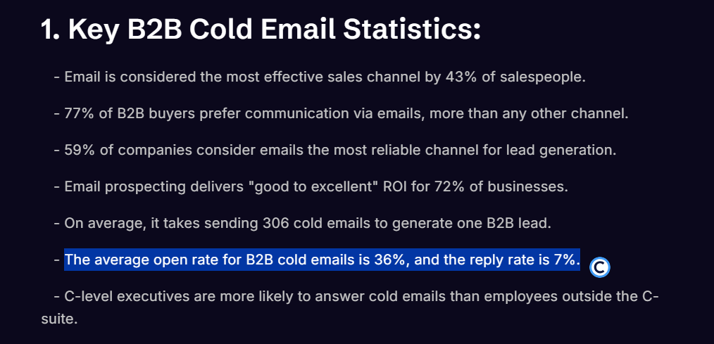 B2B cold email response rates