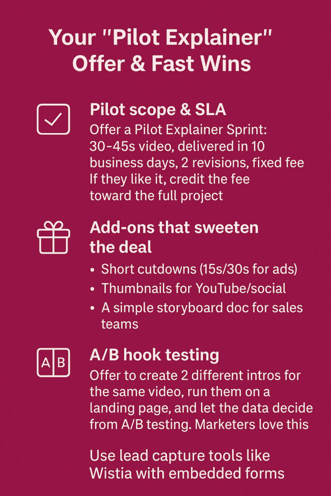 Your “Pilot Explainer” Offer & Fast Wins
