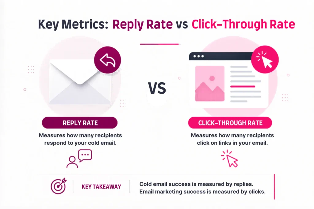 Cold Email vs Email Marketing: A Complete Breakdown of Goals, Tools, Metrics, and Legal Rules 3 reply-rate-vs-click-through-rate